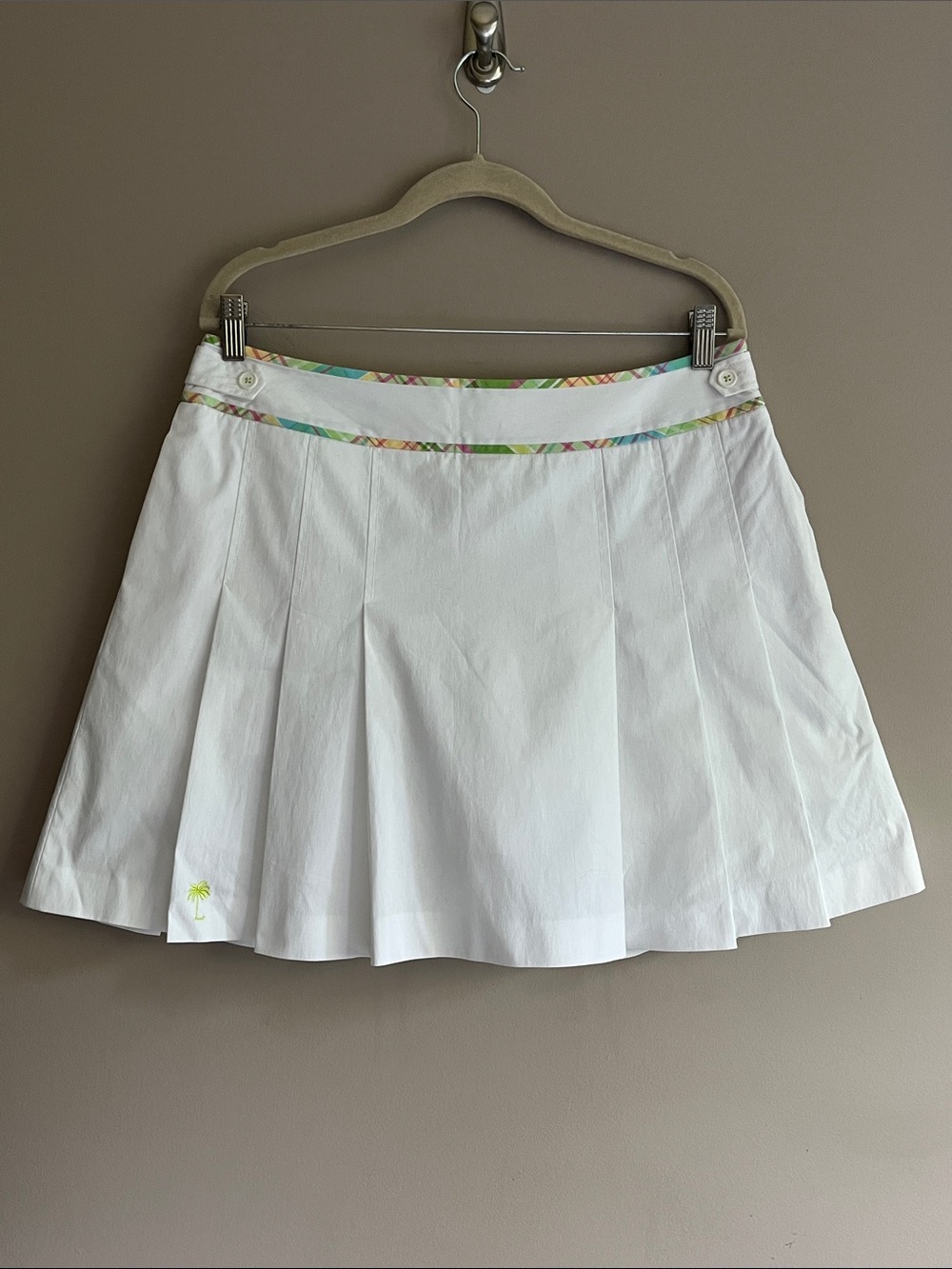 Lilly Pulitzer White with Pastel Plaid Trim Pleated Tennis / Golf Skort size 12